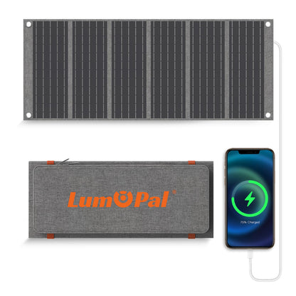 LUMOPAL 30W Foldable Solar Charger with PD USB-C and USB-A