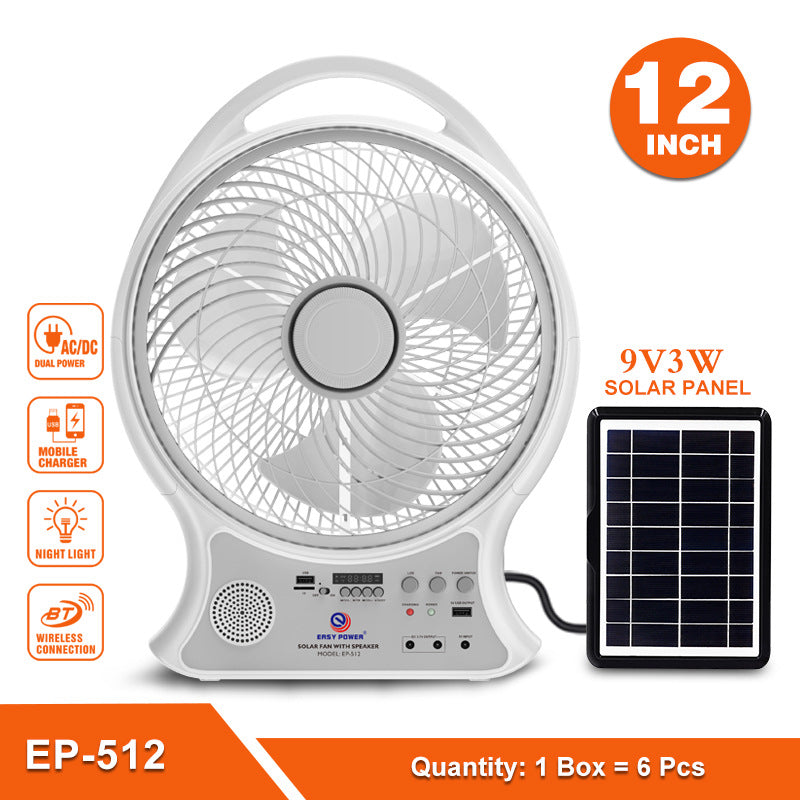 12-Inch Solar-Powered Portable Fan