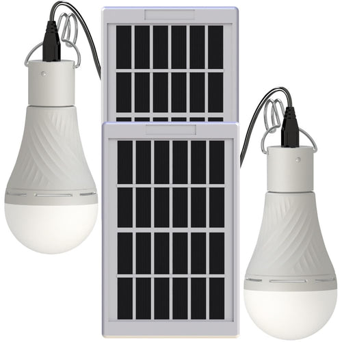 FLYHOOM Dusk to Dawn Portable Solar LED Bulb Lights 2-Pack